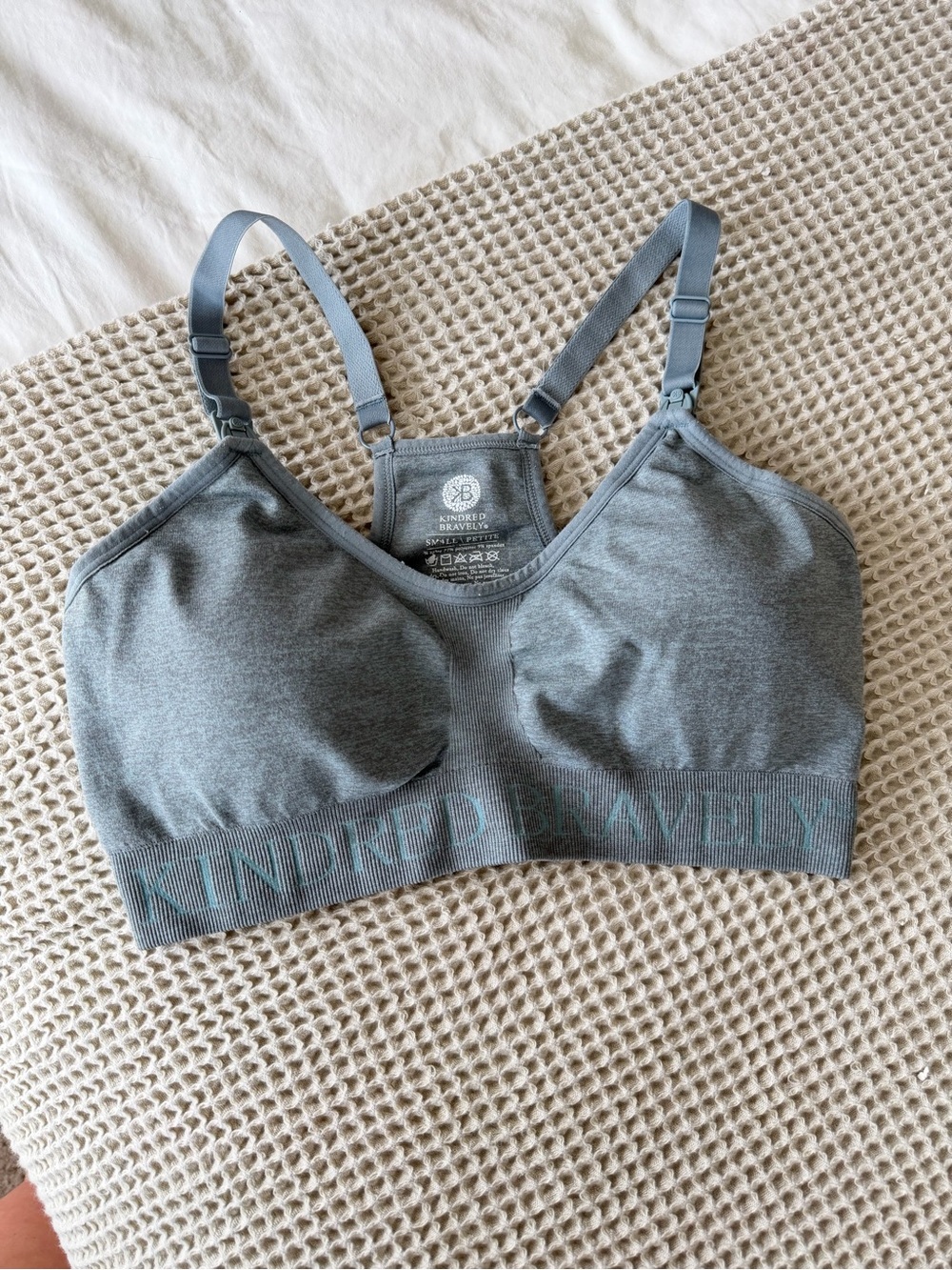 Kindred Bravely Heather Blue/Gray Nursing Bralette with Logo Band